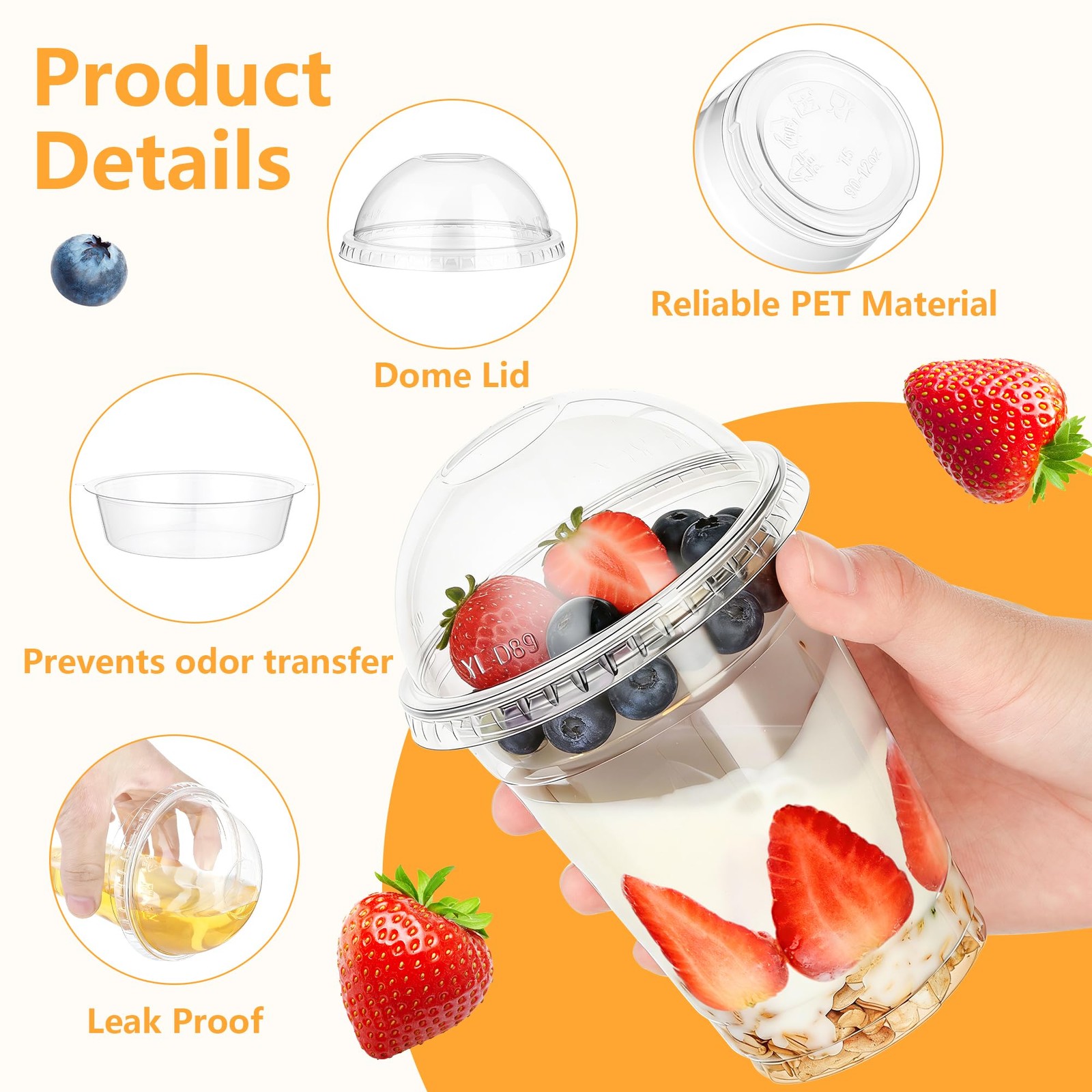 50PCS 12oz Disposable Parfait Cups with Insert & Dome Lids & Spoons – Yogurt …