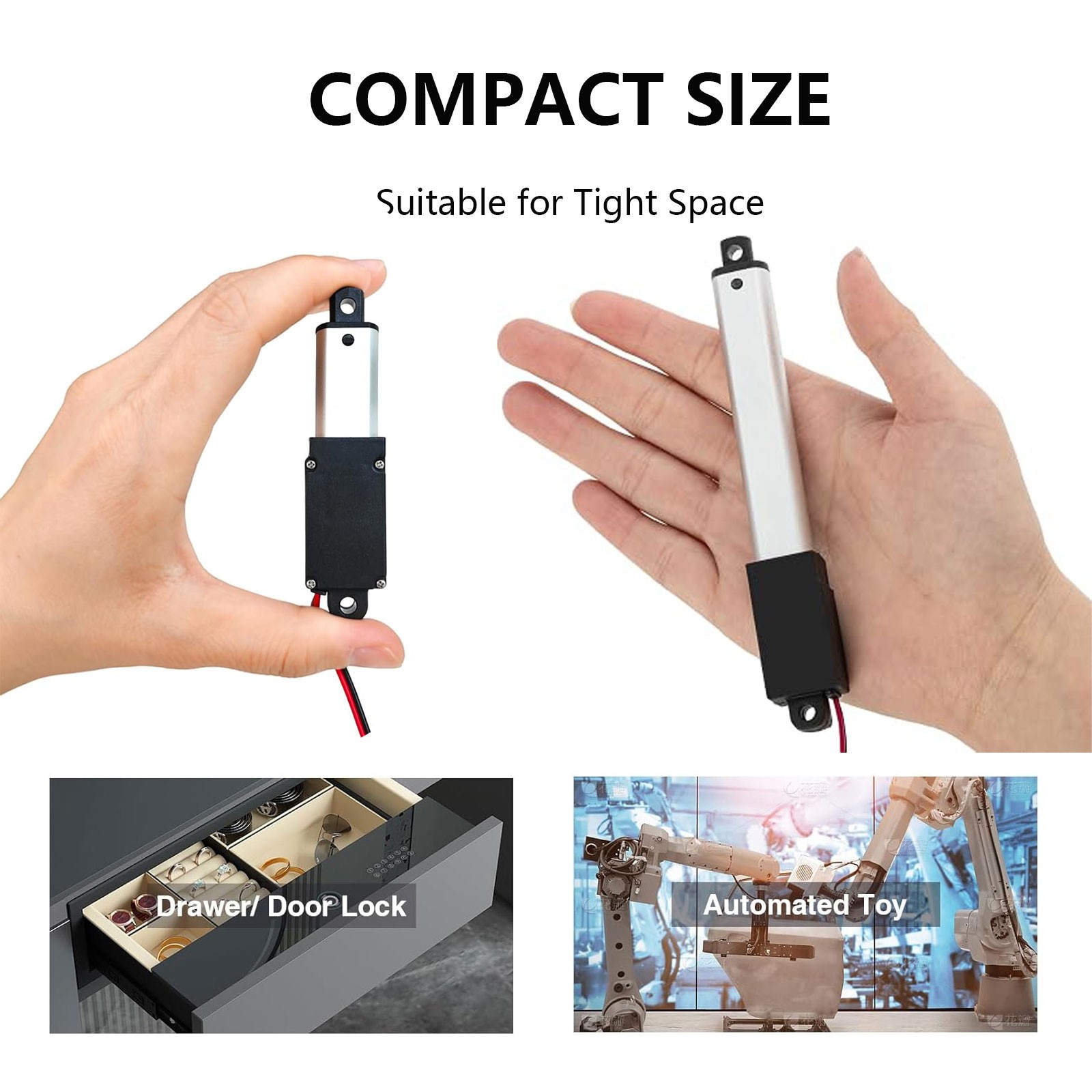 Electric Micro Linear Actuator 12V 1.2″ 2″ 3″ 4″ Stroke Fast Speed Up To 6inch/s