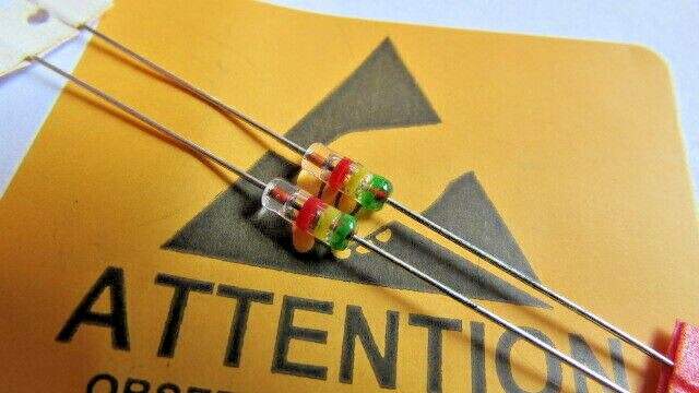 1N542 Vintage ITT Gold Bonded Color Coded Germanium Glass Diodes (2pcs) NOS USA