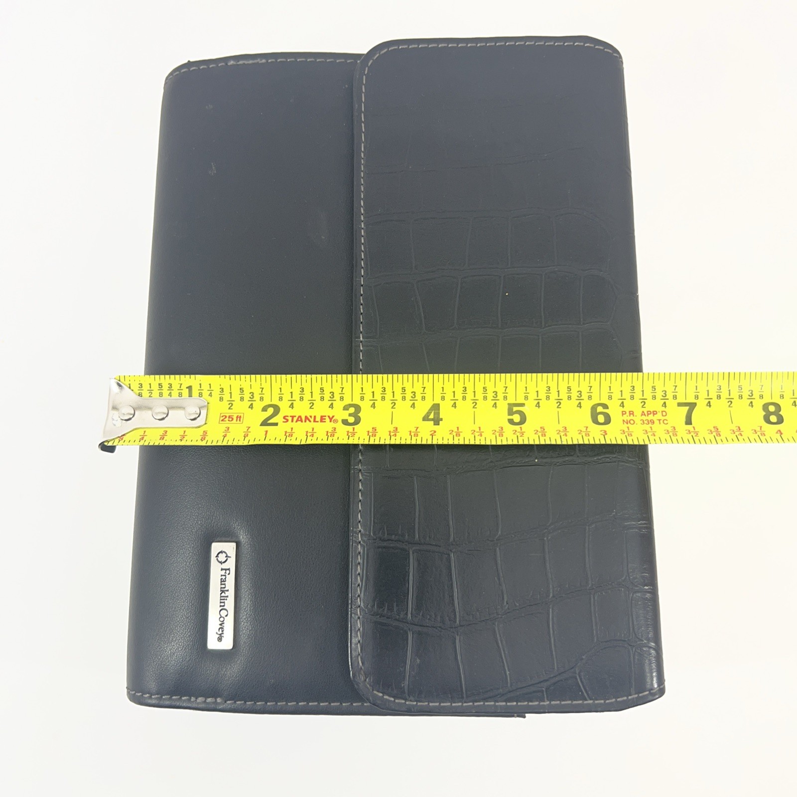 Franklin Covey Leather 6 Ringed Binder W/ Inserts Textured Pocket Compact Black