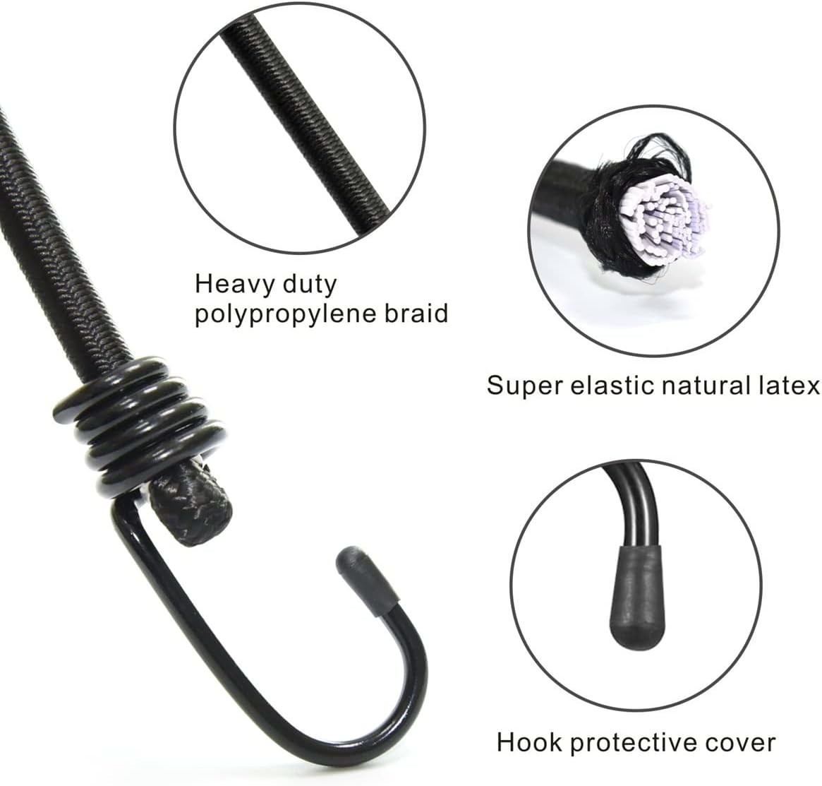Heavy Duty No Odor Bungee Cords with Hooks – 24 Inch 4PCS for Secure Outdoor Use