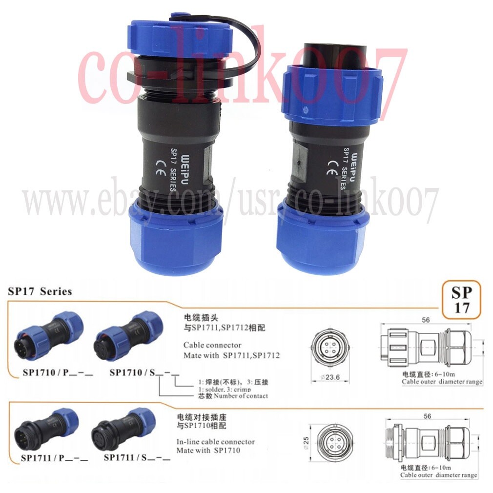 SP17 2 3 4 5 7 9 10 Pin Waterproof IP68 Plug Socket,WEIPU SO1710/P2 SP1711/S2