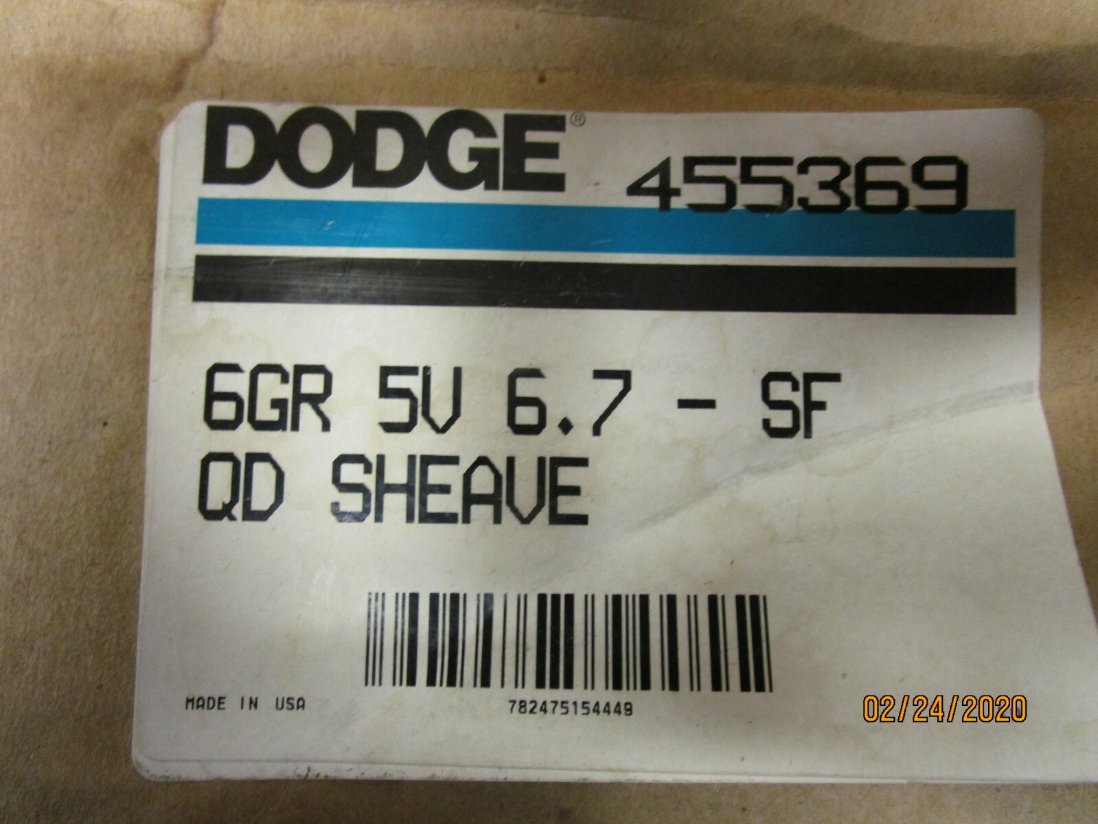 DODGE 455369 6/5V6.7-SF 6GR 5V 6.7-SF 6.70″ 6 GROOVE QD SHEAVE 3850 RPM MAX