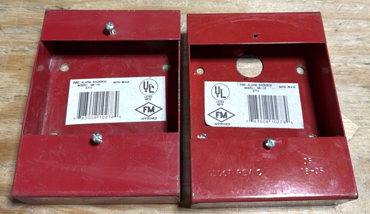 FIRE-LITE ALARMS MODEL SB-10 FIRE ALARM BACK BOX AS SHOWN Lot Of 2