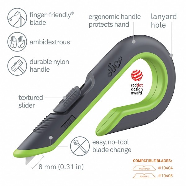 Slice 10503Gr 6-1/2 In. Nylon Self-Retracting Utility Box Cutter