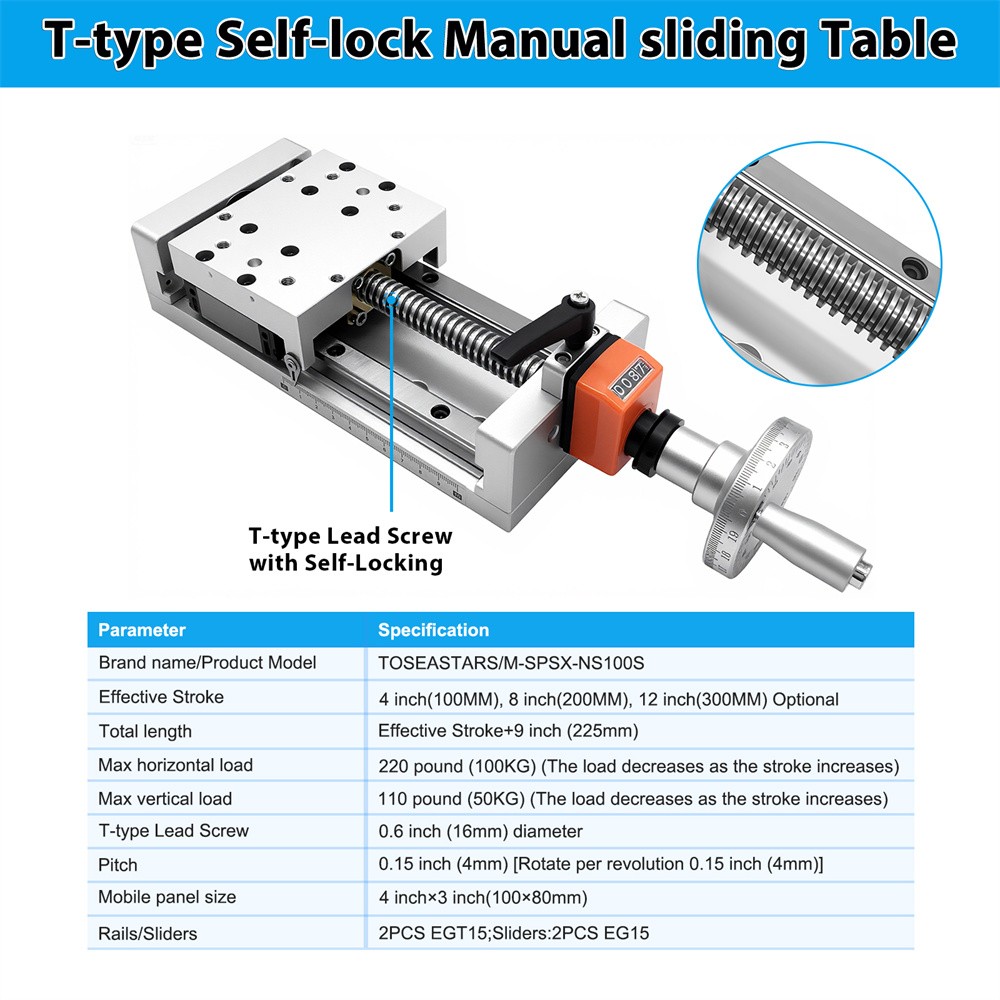 Manual CNC Slide Table Self-lock Digital Display Linear Module Z Position Stage