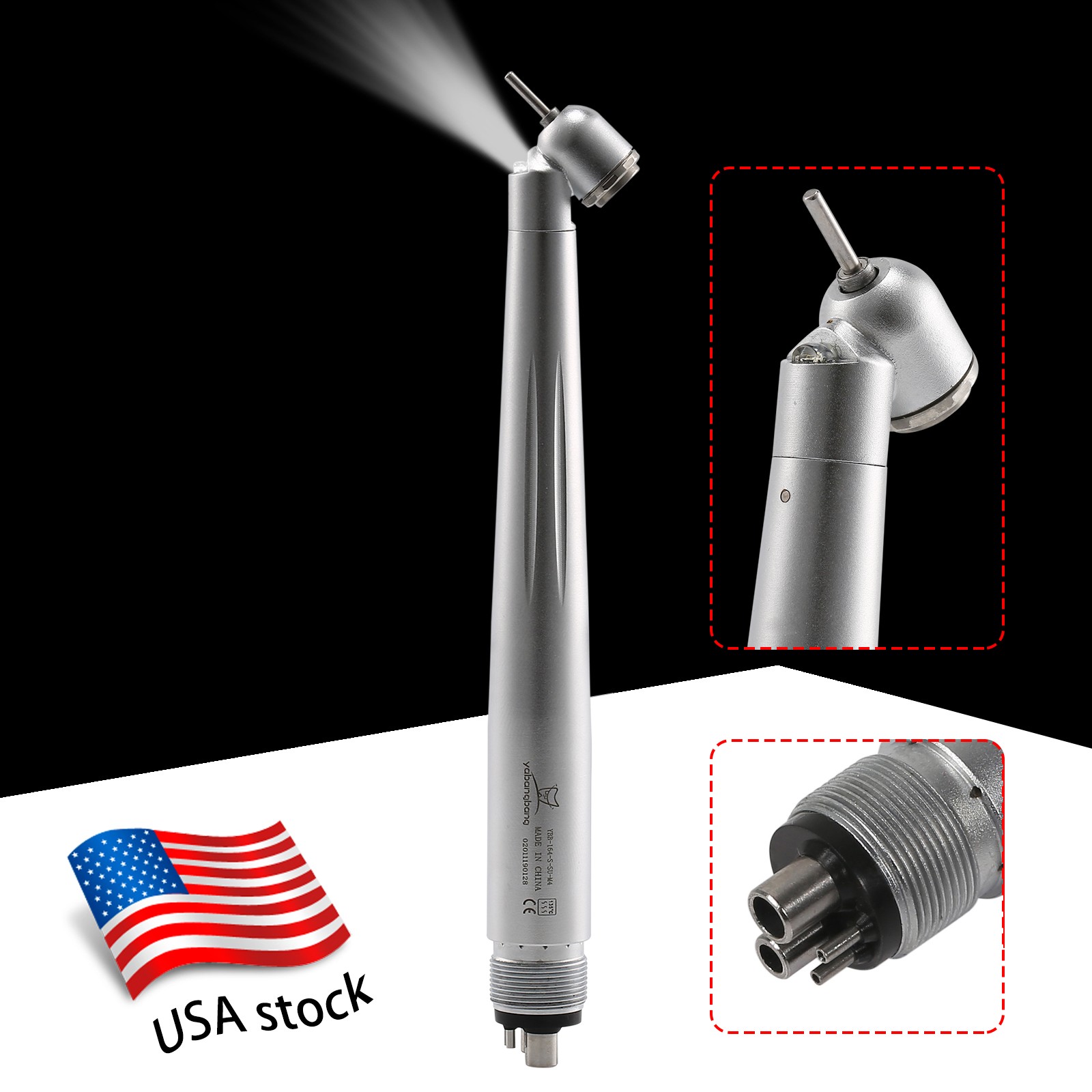 Dental 45 Degree Surgical High Speed Handpiece LED E-generator Push Button 4Hole