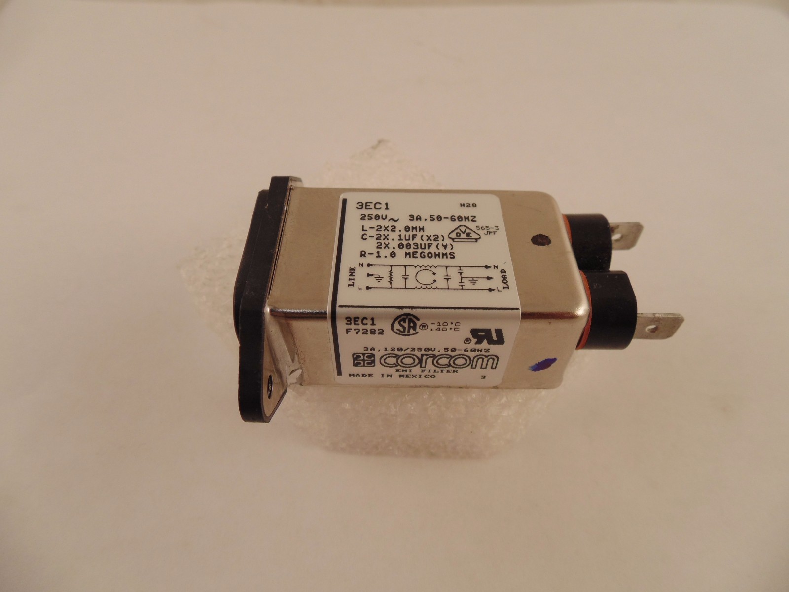 Corcom TE 3EC1 F7282 RFI EMI Filter IEC Power Entry Module 3A 250V NEW! 18-2