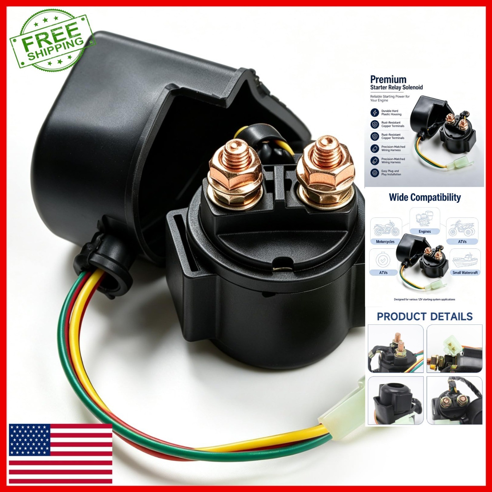 GY6 Starter Solenoid Relay for ATV Go Kart Dirt Bike 50cc-250cc