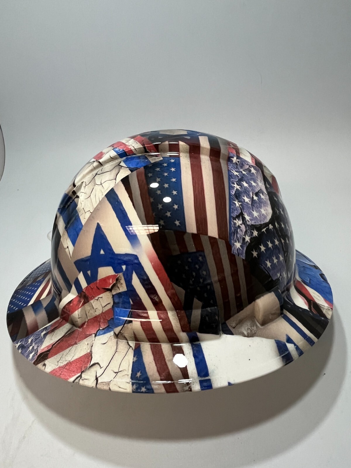 New Full Brim Vented Hard Hat Custom Hydro Dipped ISRAEL US FLAG.