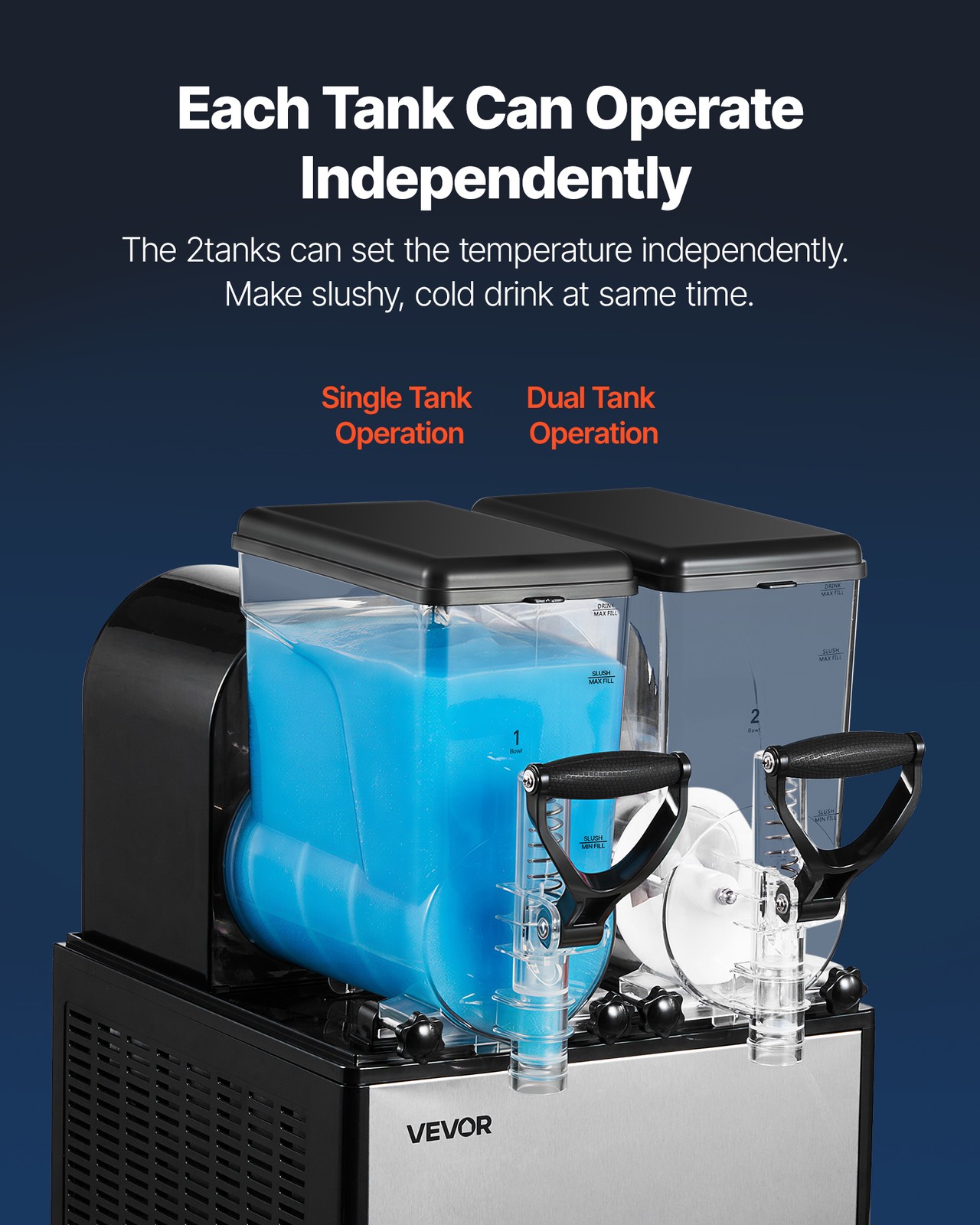 VEVOR Slushie Machine No Ice Needed Frozen Drink Maker Dual 6L/1.6 GAL Tanks