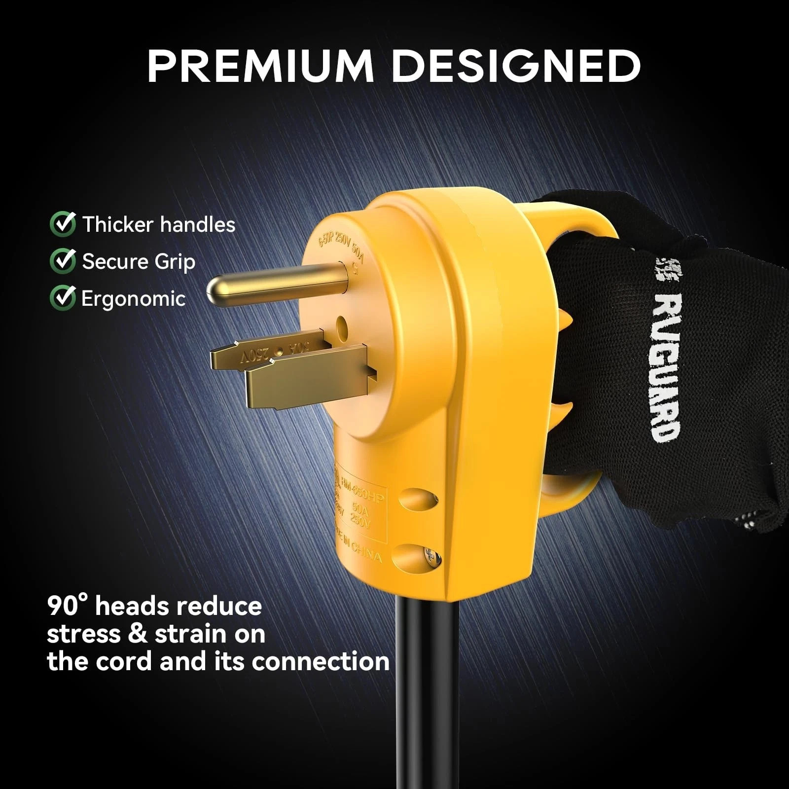 Welder Plug 50 Amp NEMA 6-50P Replacement Male Plug Heavy Duty Yellow ETL Listed