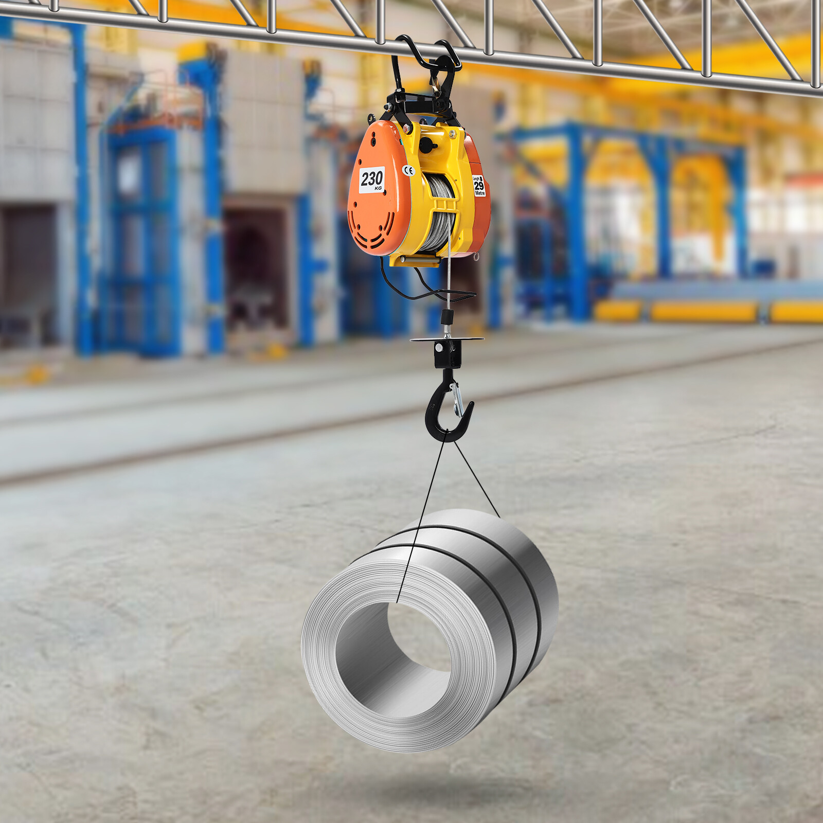 1300W 500lbs Electric Hoist 95ft Lifting Crane Winch w/Wired Remote Control 110V