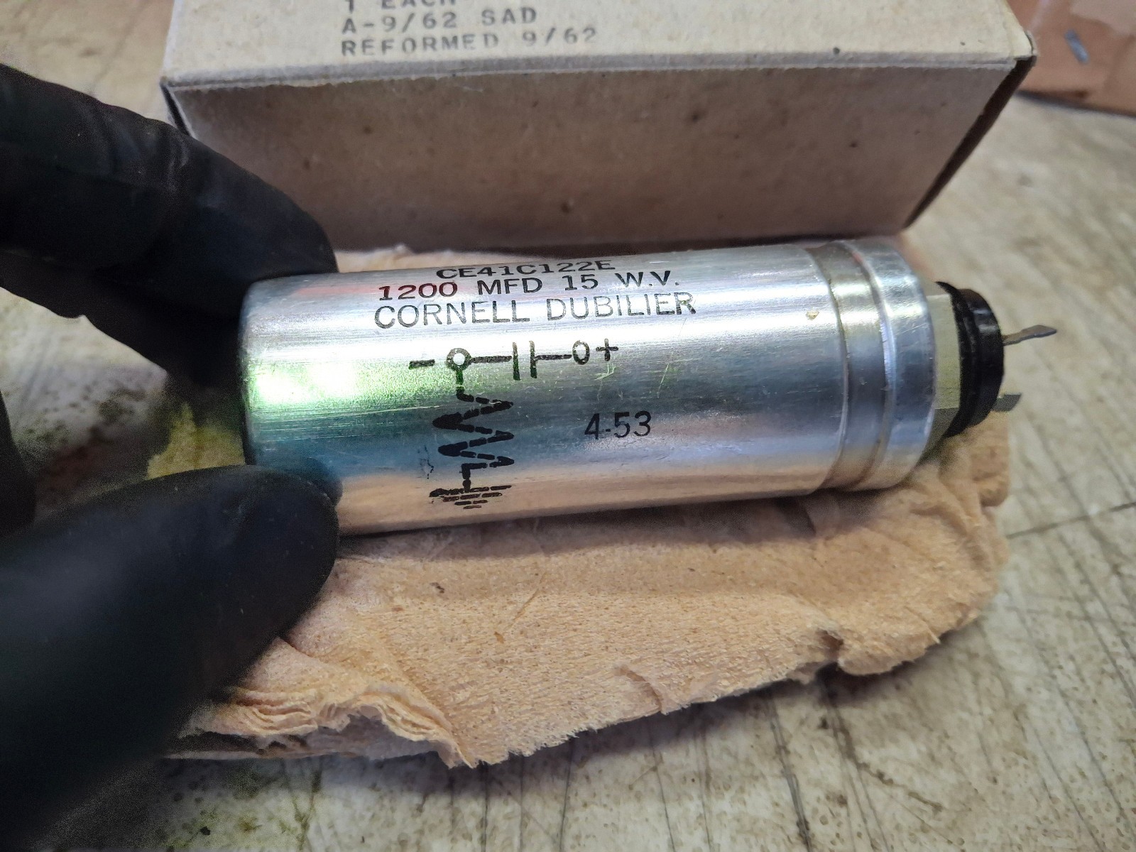Vintage Cornell-Dubilier Electrolytic Can Capacitor CE41C122E 1200 MFD 15 W.V.