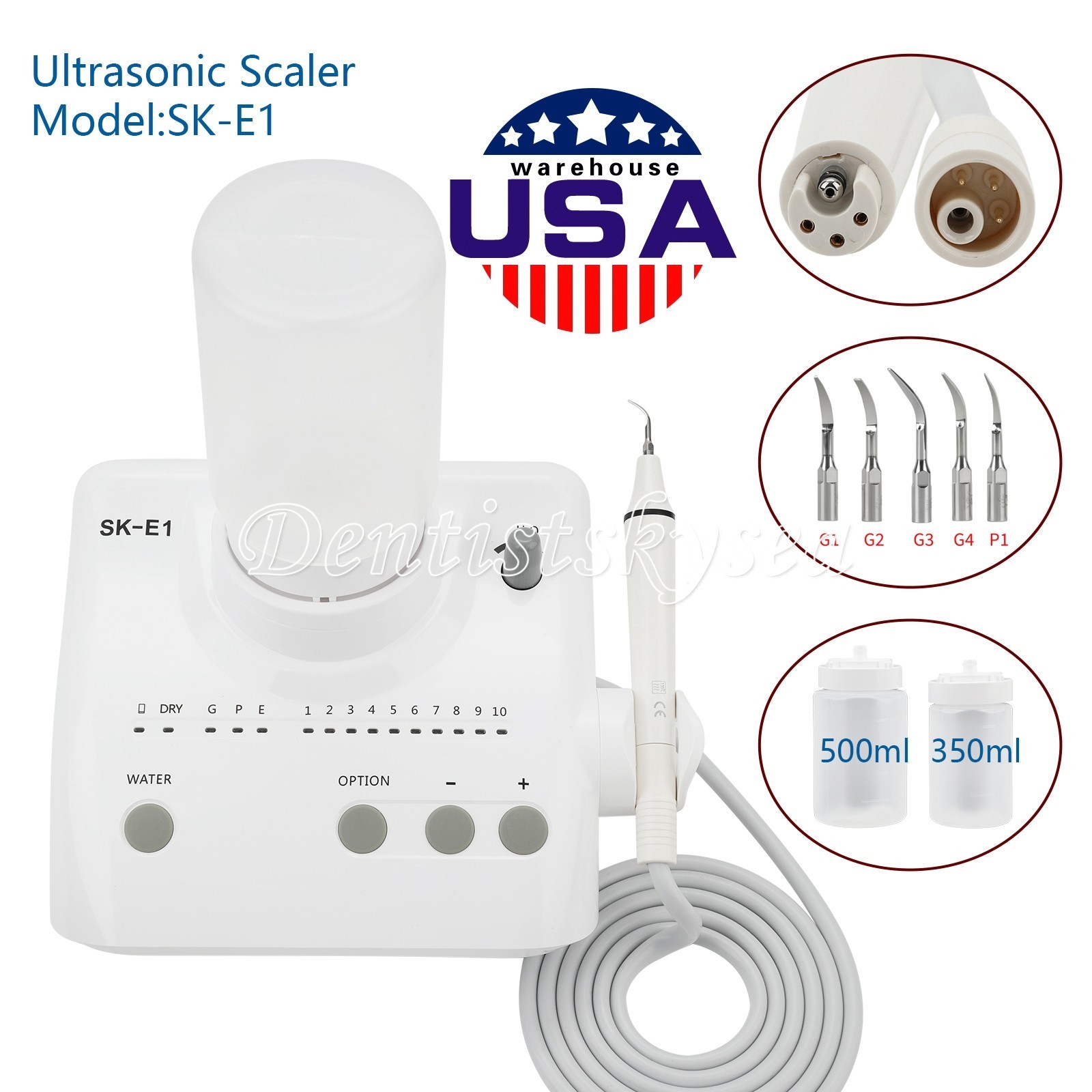 US Cavitron Dental Ultrasonic Scaler fit EMS + LED Handpiece+Tips+Bottle SK-A8