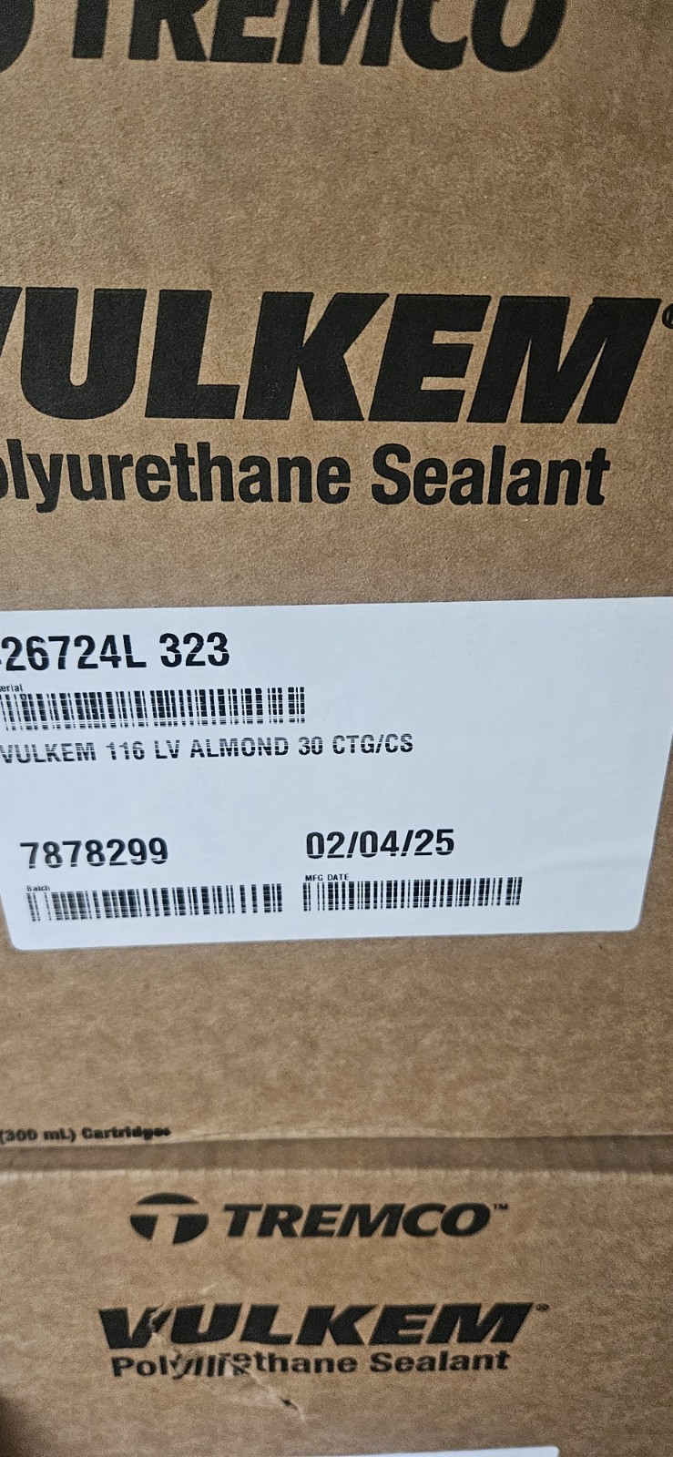 TREMCO VULKEM 116 Almond POLYURETHANE SEALANT, CASE OF 30 CARTRIDGE