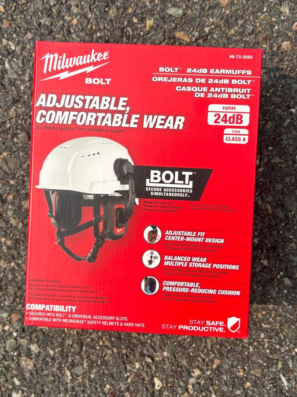 Milwaukee 48-73-3250 BOLT 24dB Earmuffs NRR Hearing Protection Hard Hat New