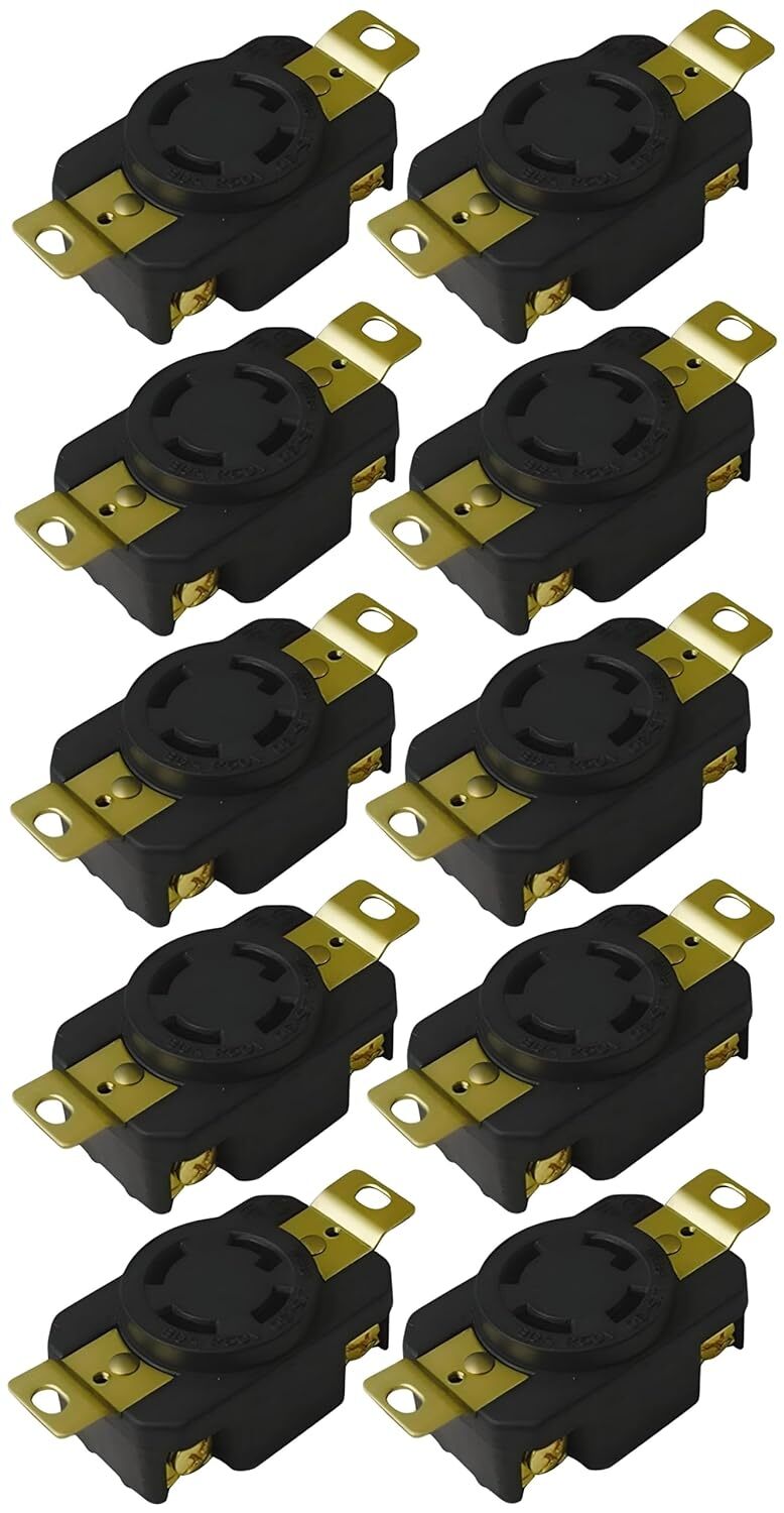 10-Pack OCSParts NEMA L15-30R Ground Locking Receptacle Plug | 250VAC – 30A