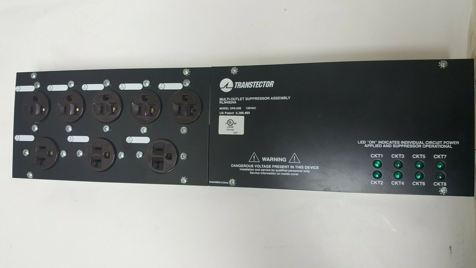 Transtector 1101-356-1 RLN4924A OP8-20B Multi-Outlet Supressor Assembly New
