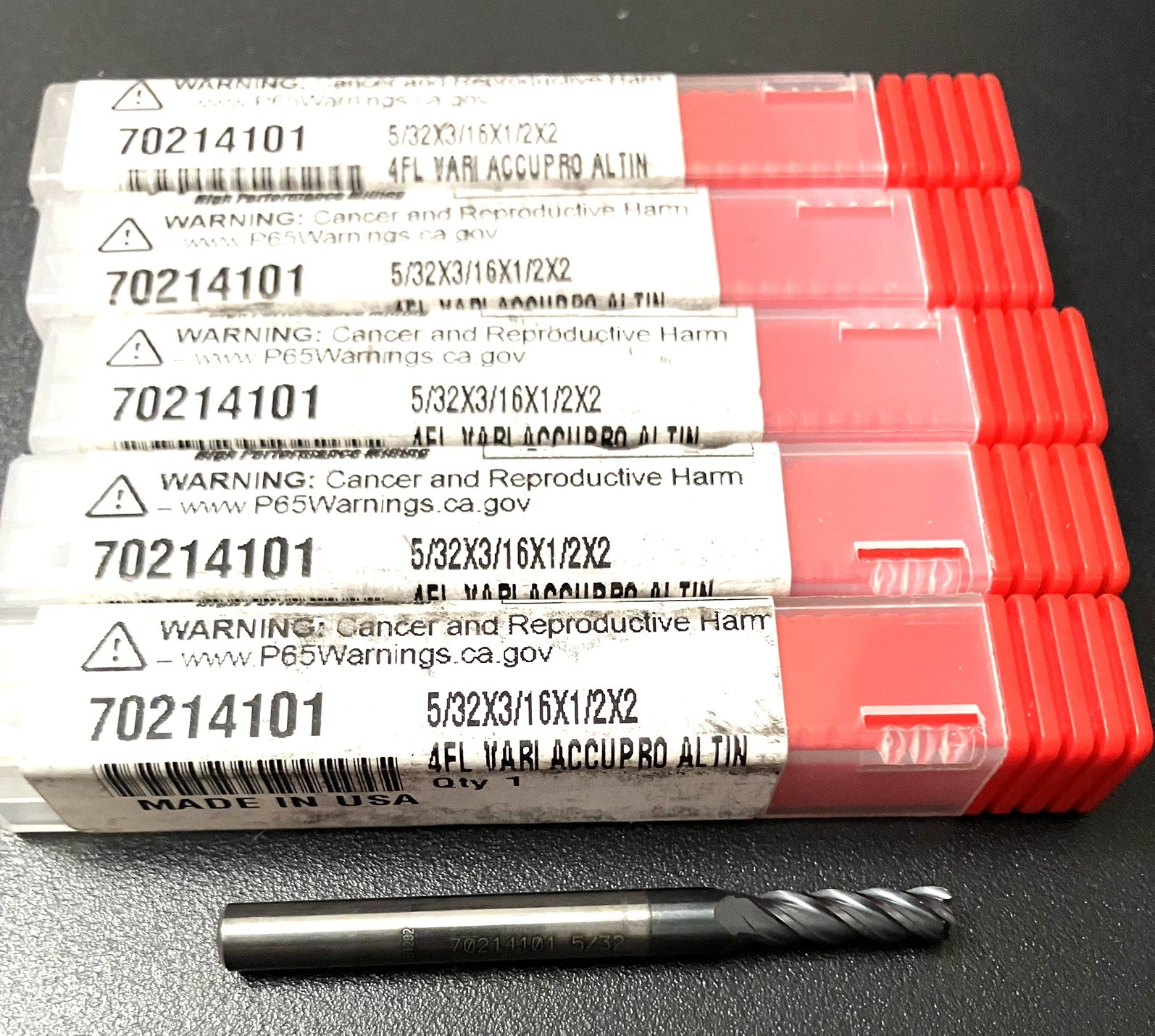 2PCS Accupro 70214101 5/32″ 4 Flute Square End Mill Solid Carbide AlTiN CNC New