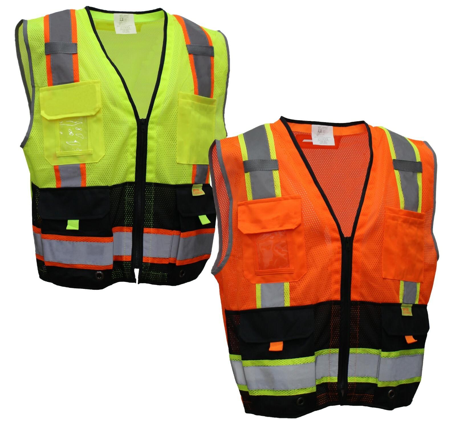 Class 2 High Visible Two Tone Reflective Strips Breathable Mesh Vest, P5511;2