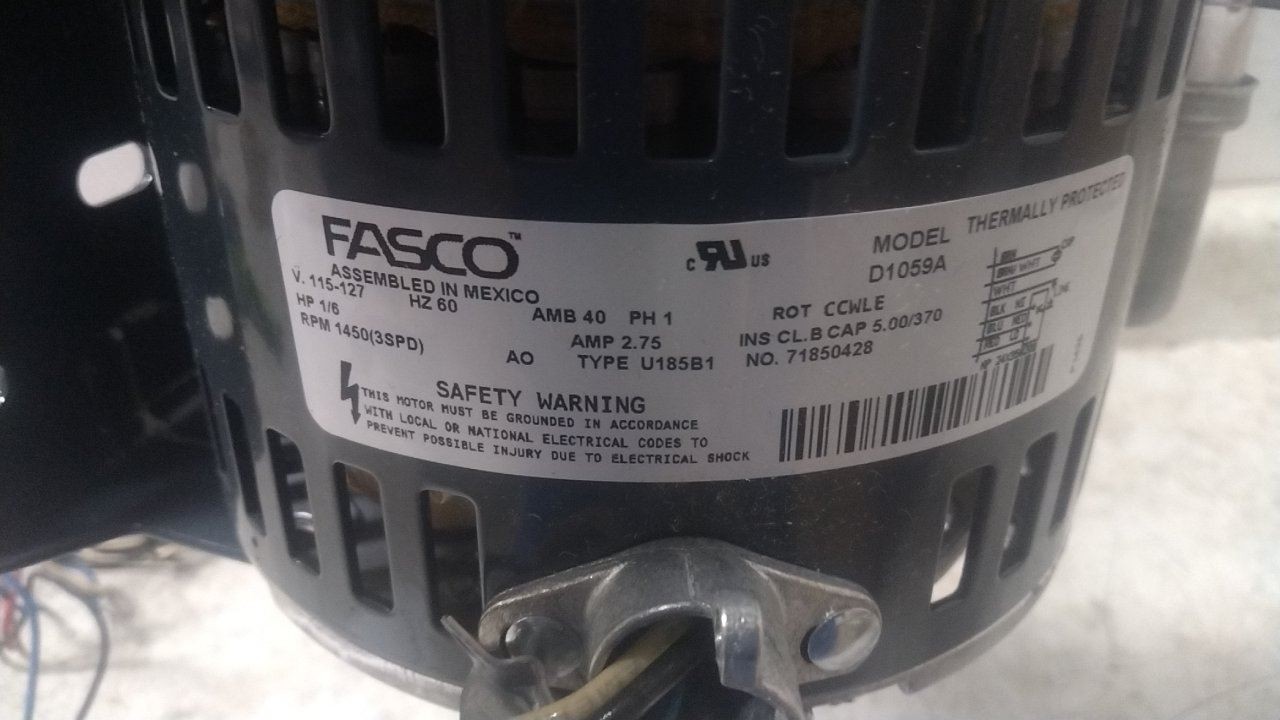 Fasco D1059A 1/6 HP 1450 RPM 115 to 127VAC OEM Replacement Motor