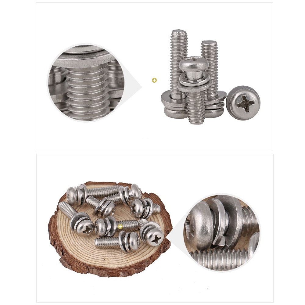 Phillips Pan Head Machine Screws Spring Washer Plain Washer M2-M10 A2 Stainless