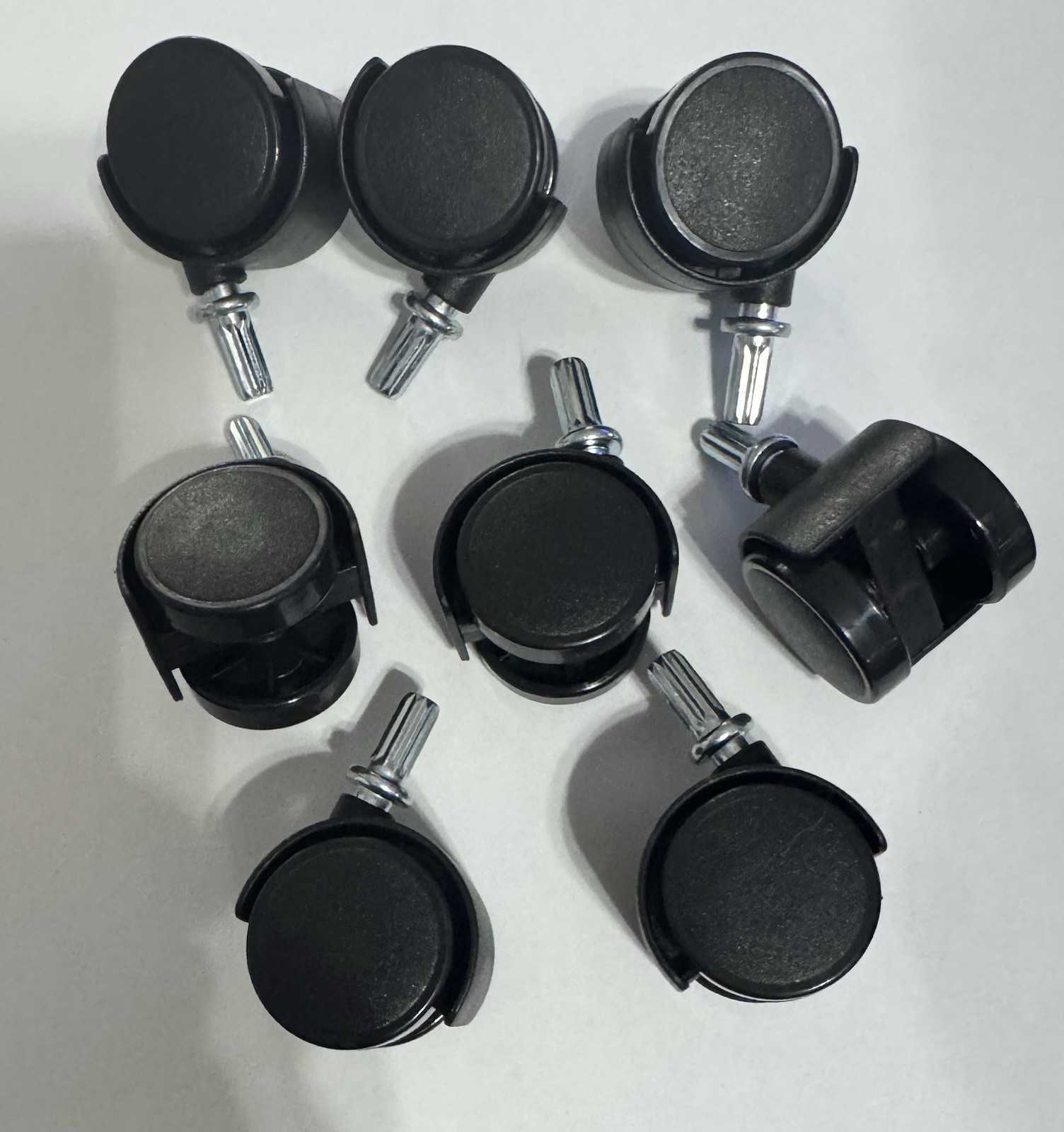 8 Pc 1.25 In Dual Wheel Swivel Non Locking 1/4″ Pop In Caster For Furniture NEW