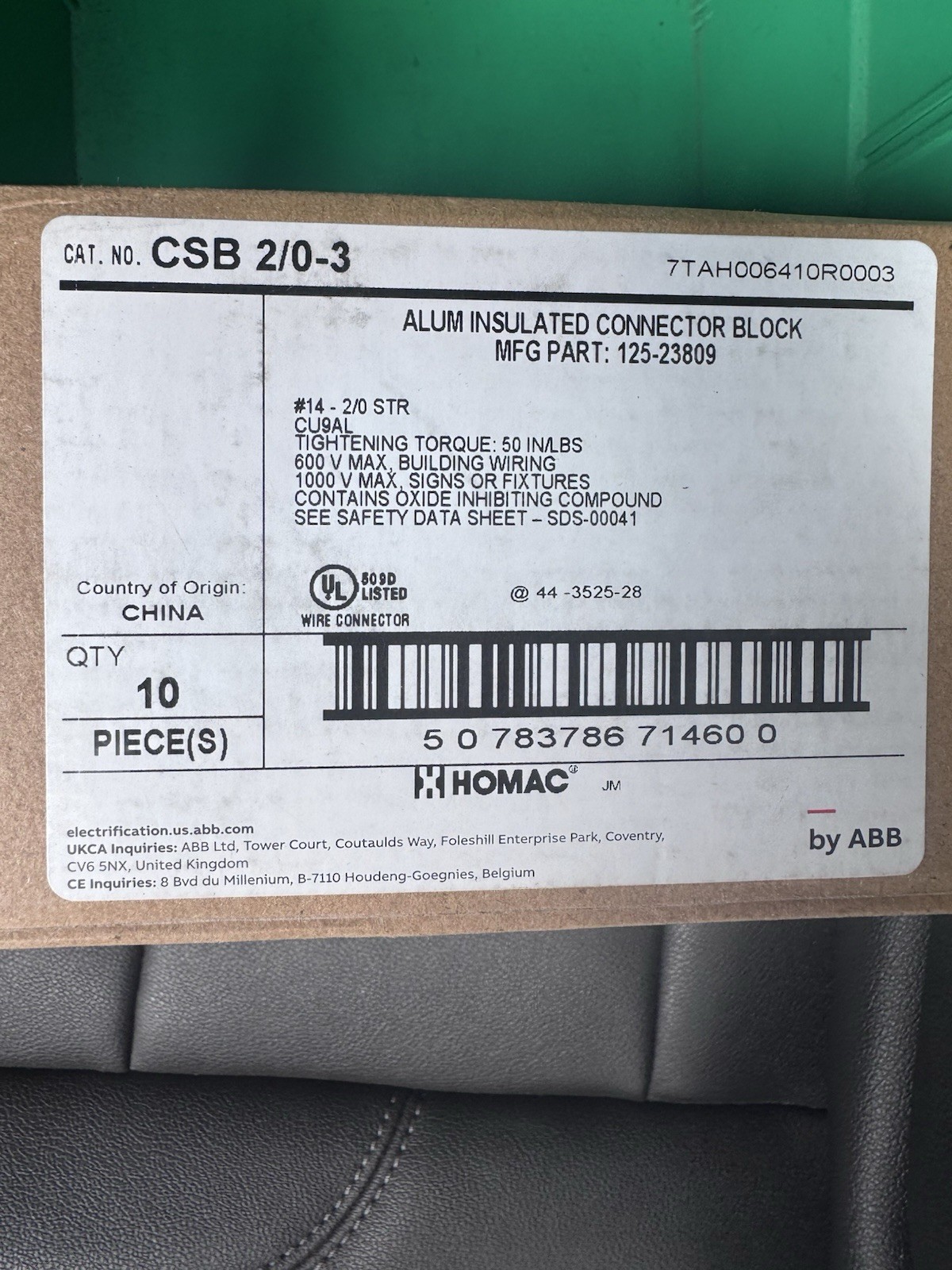 *MAKE AN OFFER* ABB, CSB 2/0-3 Double Sided Cable Block *NEW* 1 Box Of 10 Units