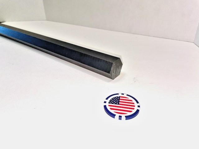 Nylon 6/6 MD Extruded Hex Rod, Black 1-1/8″ (1.125″) x 12″ length