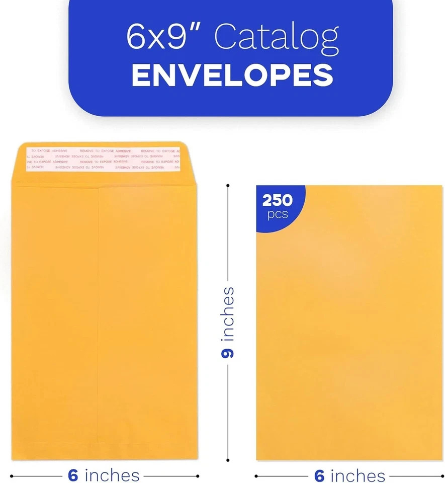 6×9 Manilla Envelopes Self Seal 250 PCS, Goefun Small Brown Kraft 6×9,