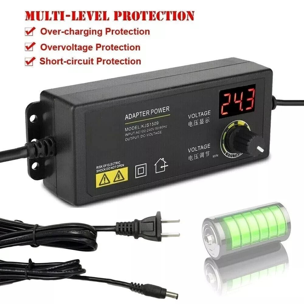 Adjustable AC/DC Power Supply Adapter Charger Variable Voltage 3V-24V UniversalE