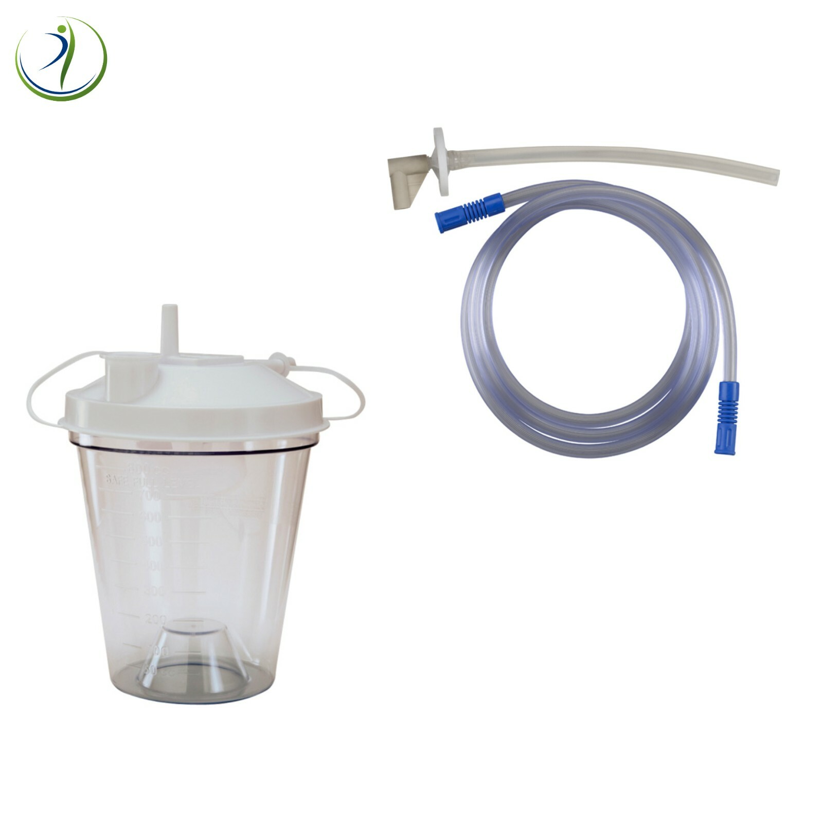 Suction Canister 800 mL Turret Lid Float Valve & Suction Hose Plastic Graduated