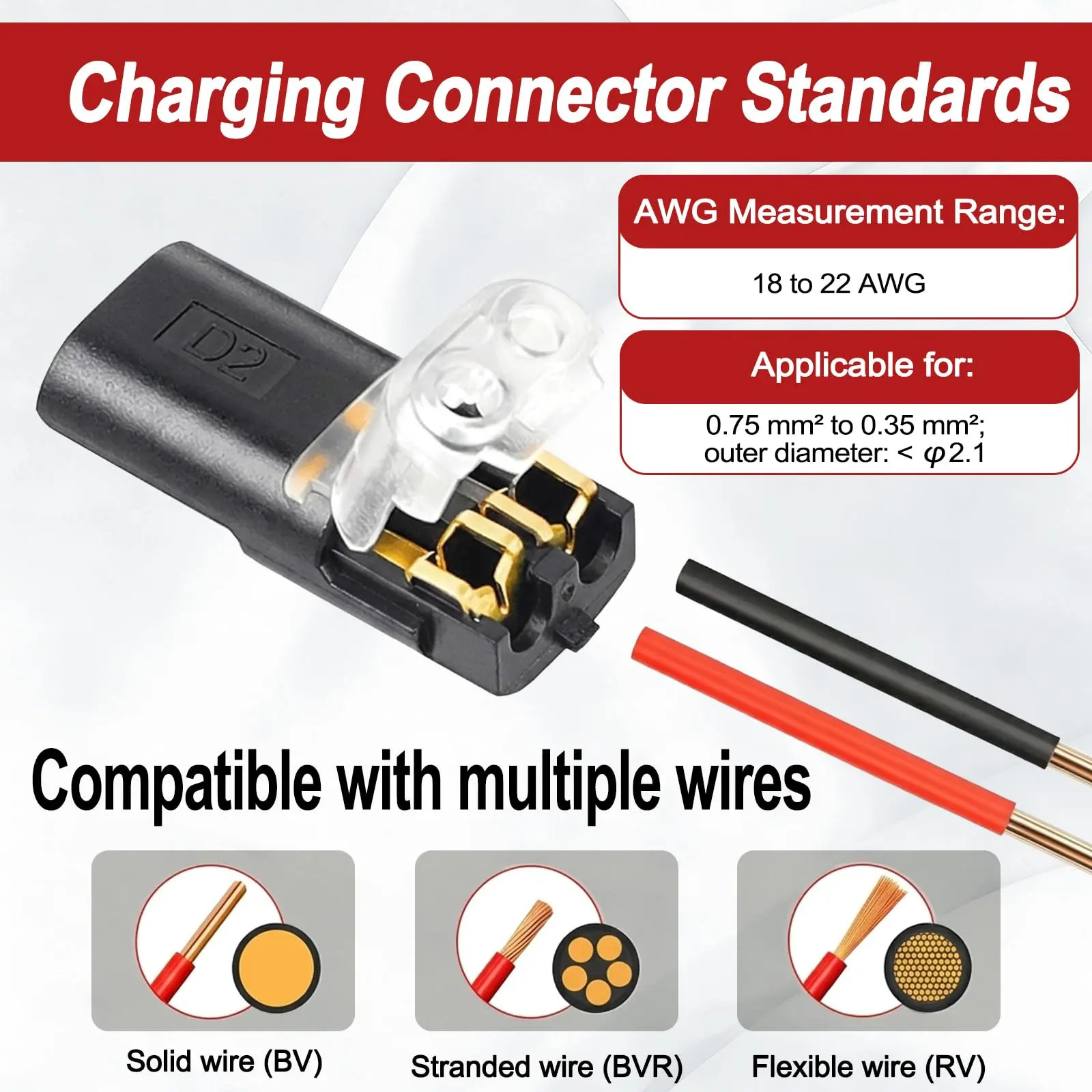 50Pcs 2 Pin Quick Connect Wire Connectors No Strip Tool Free LED Low Voltage