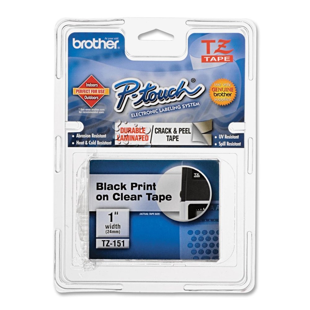 GENUINE Brother TZe151 TZ-151 TZE-151 P-Touch Label Tape 24mm black print clear