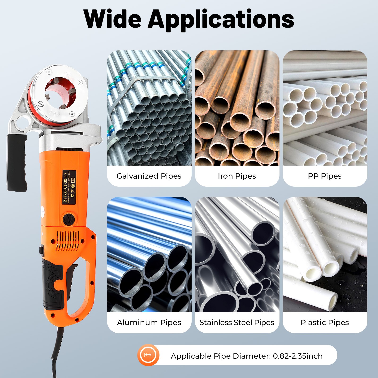 1/2″-2″ Electric Pipe Threader w/ 6 Dies -Efficient Pipe Threading Machine 2300W