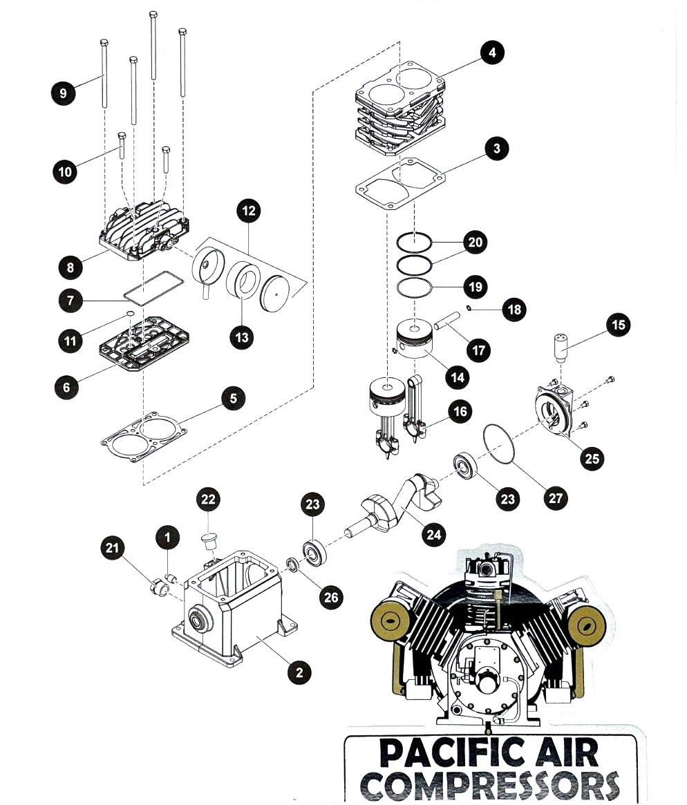 Campbell Hausfeld Speedaire Rebuild Kit For VT4700, VT4800, VT4900 After 03/2012