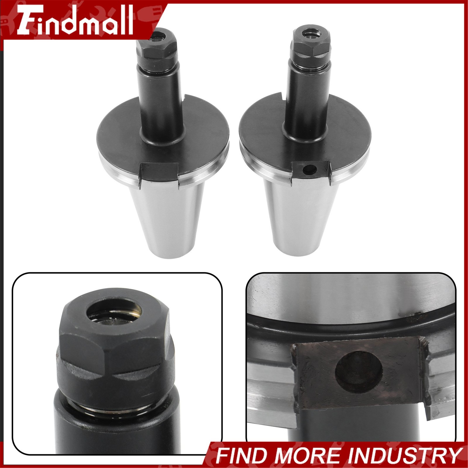 Findmall 2 Pcs CAT50 ER16 Collet Chuck Set 4″ Projection for CNC Mills
