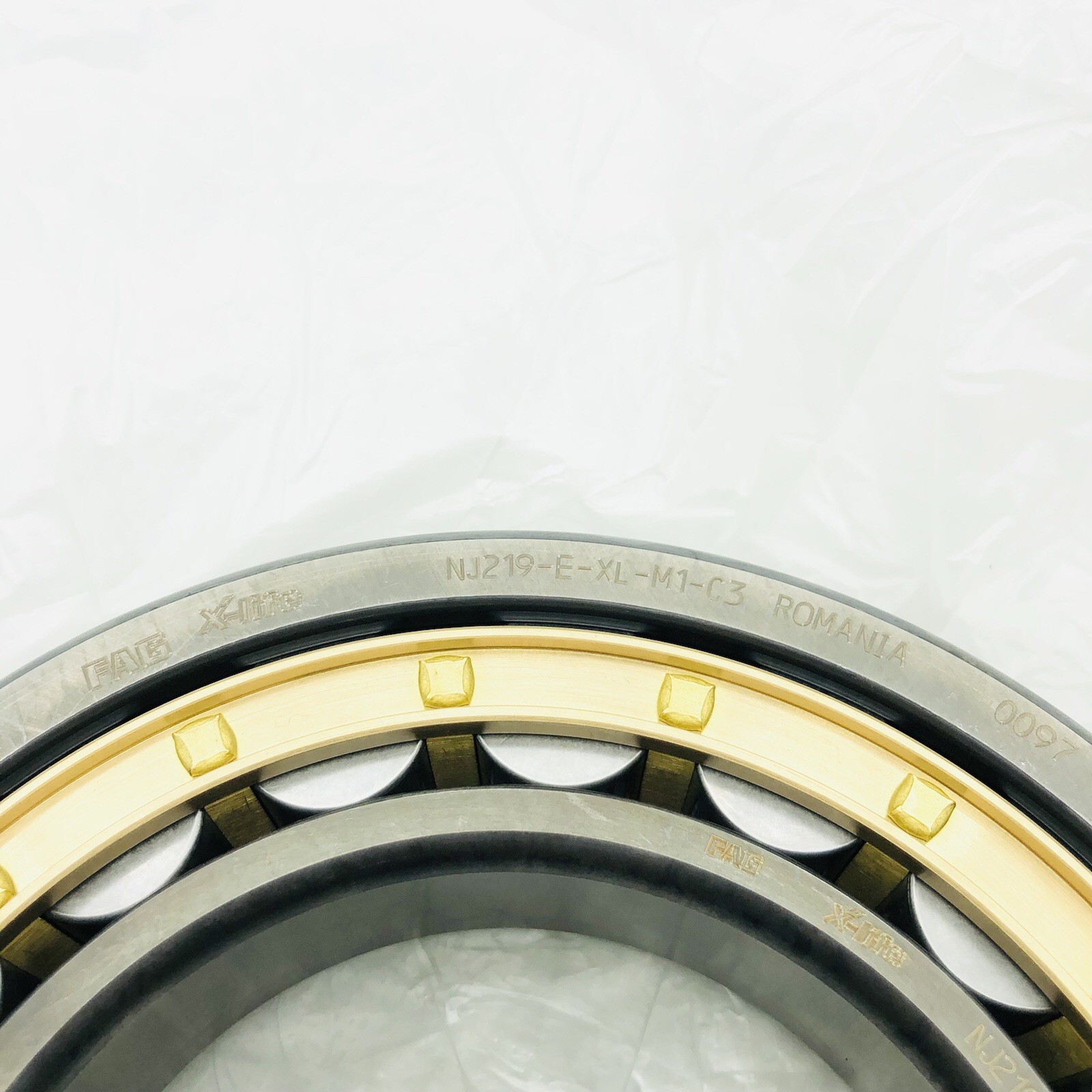 FAG NJ219E-M1-C3 Cylindrical Roller Bearing, Single Row, Straight Bore,Brass