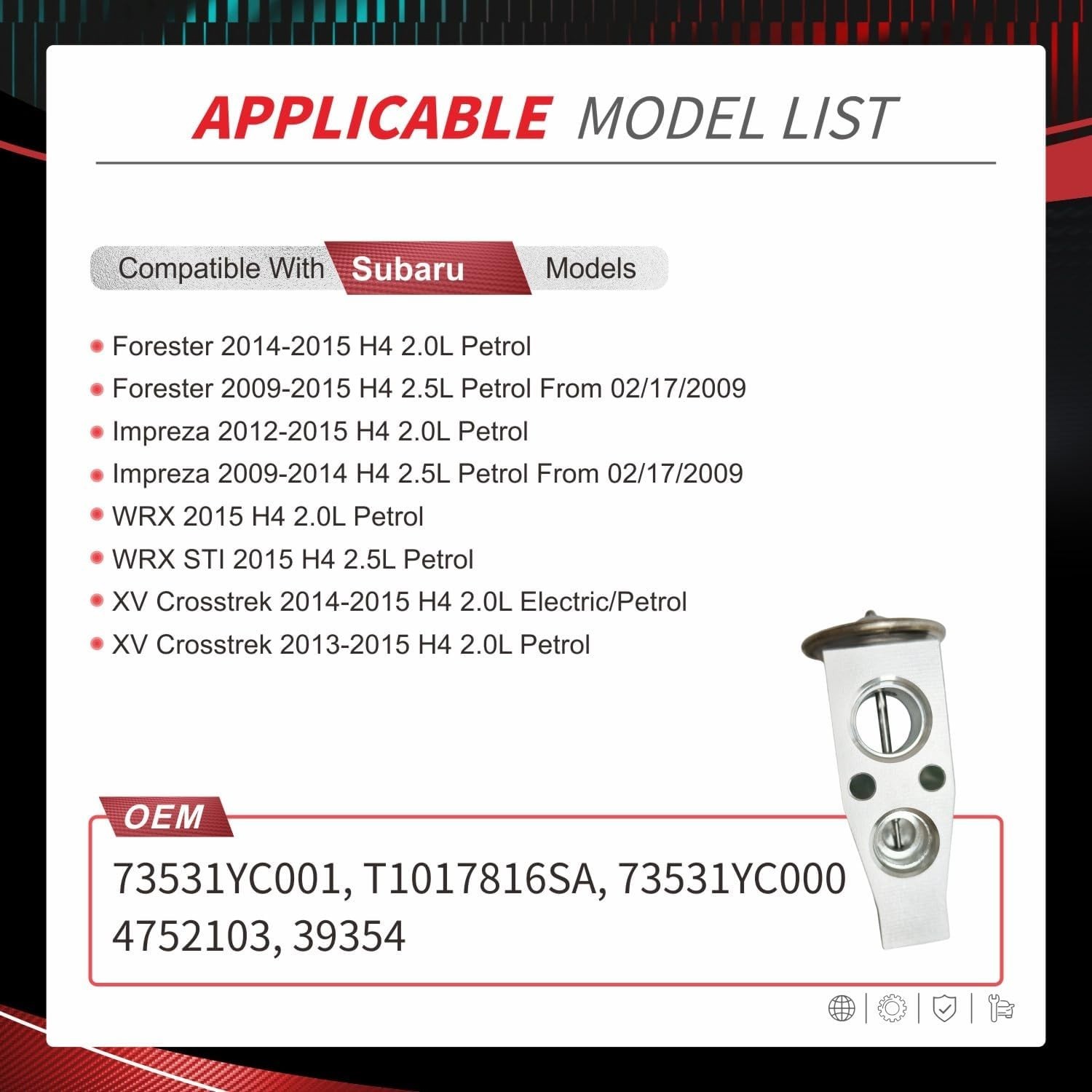 A/C Expansion Valve Compatible with Forester Impreza 2009-2015, XV Crosstrek 201