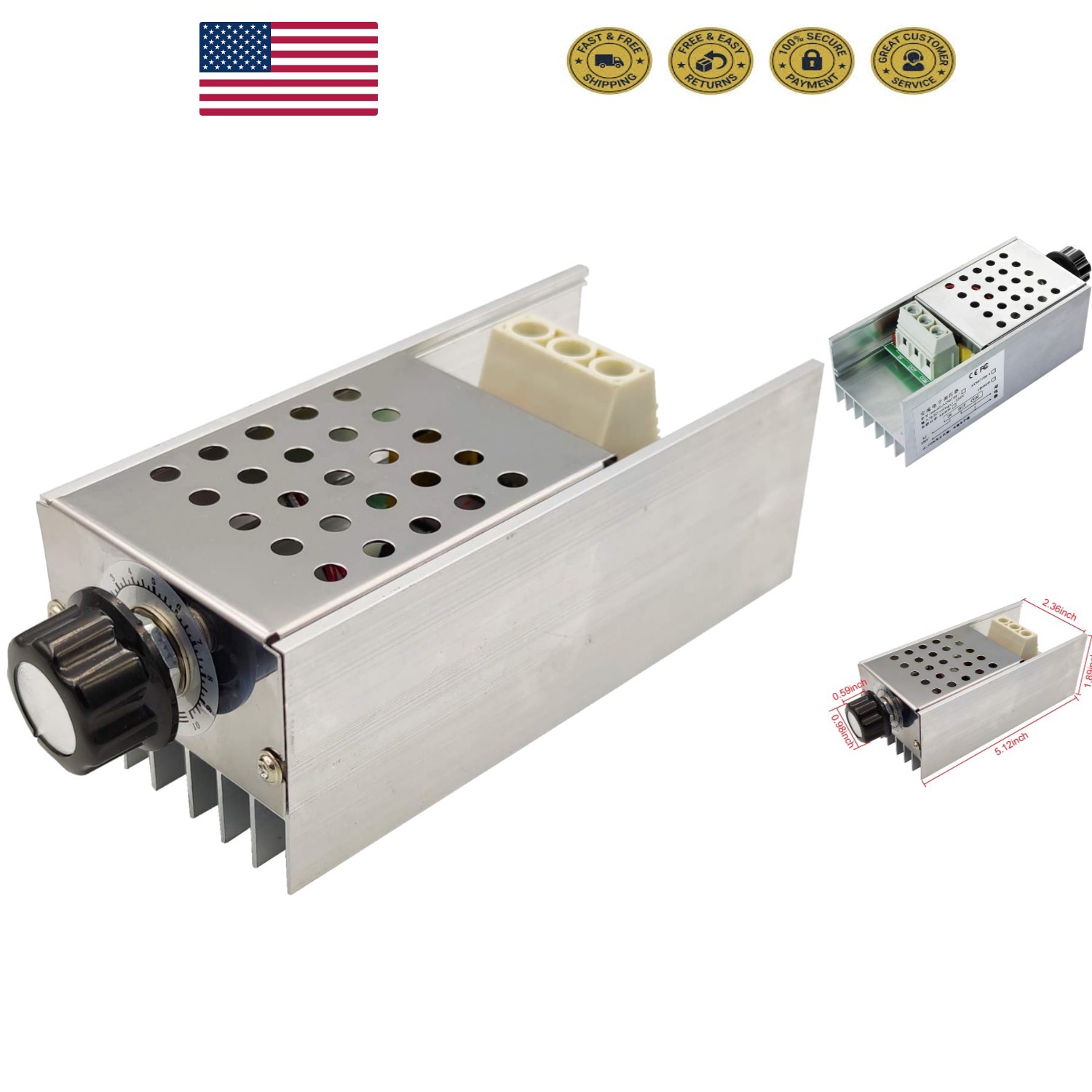 High Efficiency SCR Voltage Regulator for 110V-230V AC Systems – 10000W Capacity