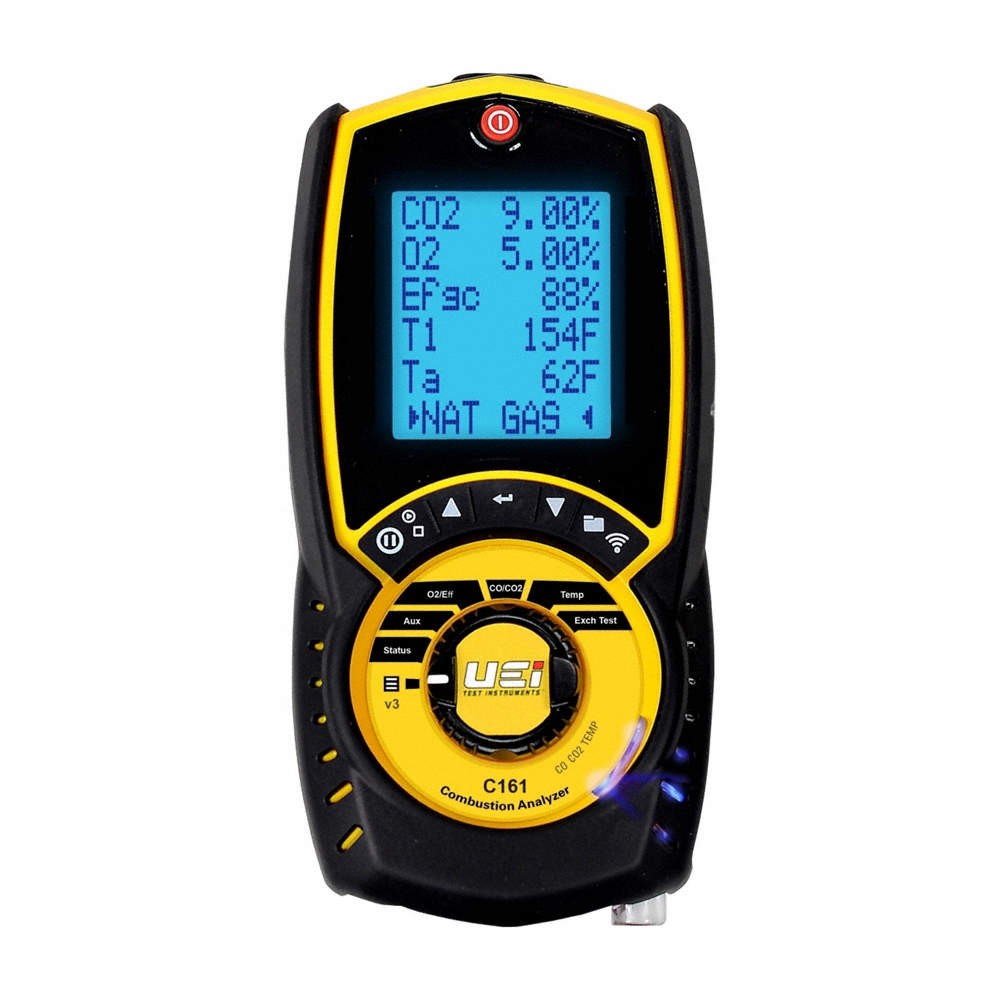 UEI TEST INSTRUMENTS C161 Combustion Analyzer,32to113F,21% v/vO2 55UX41