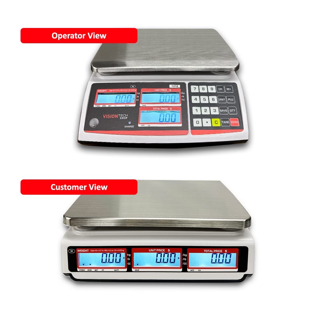 TVP-30B Price Computing Scale, Lb/Oz/Kg Switchable, 30lb Capacity, 0.005lb Re…