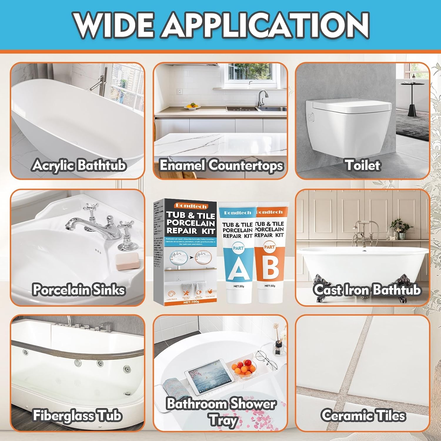 White Bathtub Repair Kit Porcelain Enamel Bathtub Fix Solution 102 Size