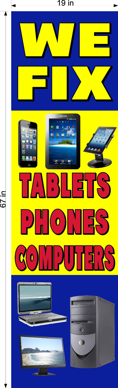 NEW PERFORATED WINDOW DECAL COMPUTER TABLETS PHONE REPAIR 19″ X 67″ VERTICAL