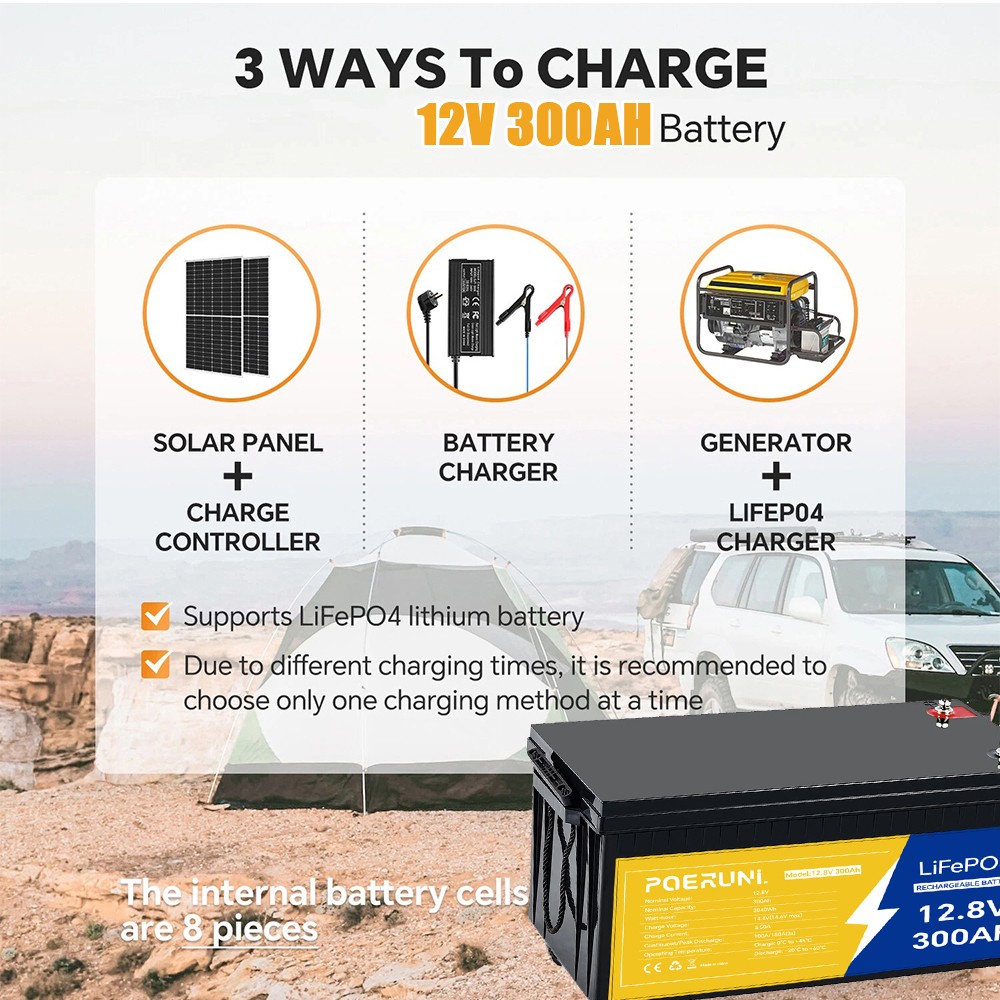 12V 300Ah LiFePO4 Lithium Battery 15000 Deep Cycle BMS Solar RV Marine Off-grid