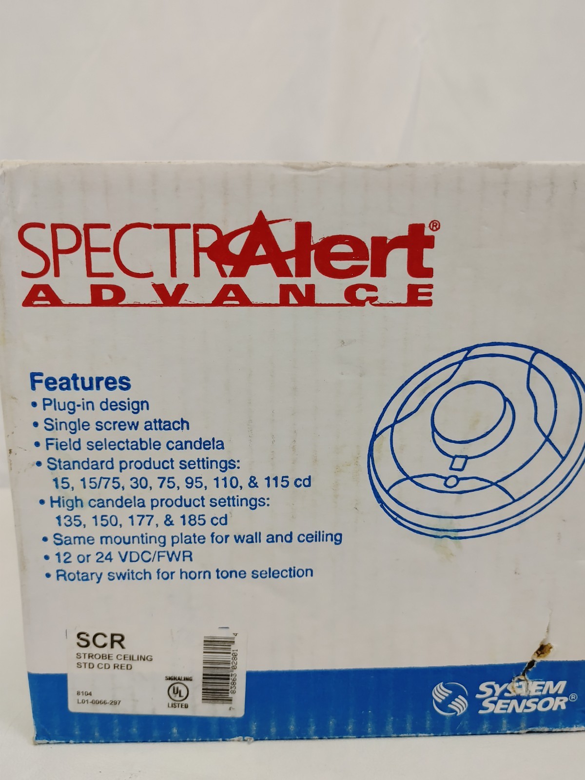 System Sensor SpectrAlert Advance SCR Strobe Ceiling STD CD RED – NEW