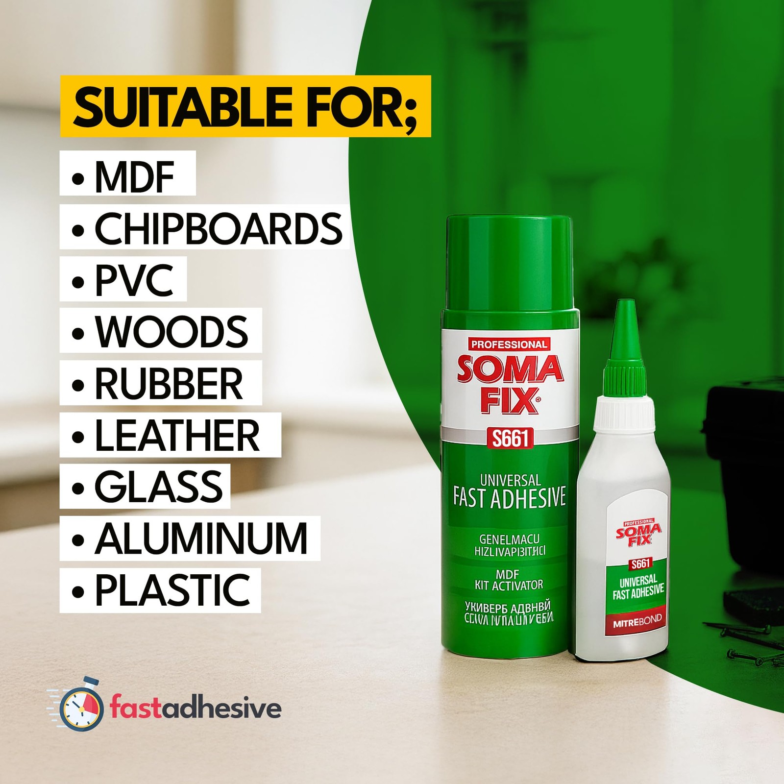 CA Glue with Activator – Super for Wood, Plastic, Glass, Metal, Clear