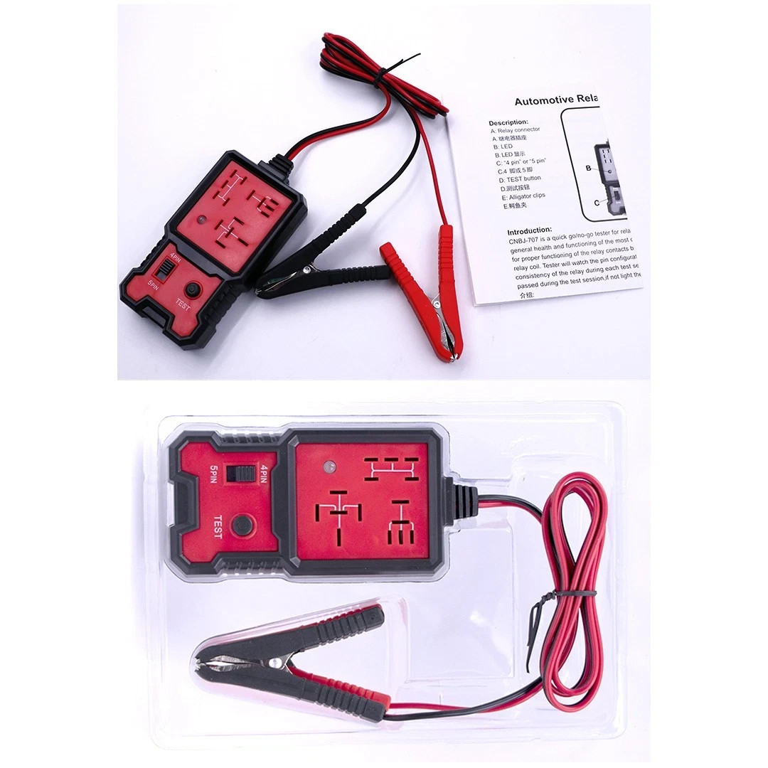 12V Relay Tester 4 5 Pin Automotive Relay Checker Diagnostic Tool LED Light