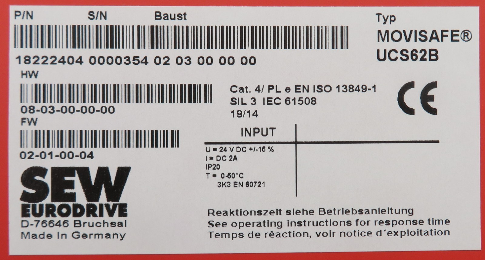 Safety Module SEW MOVISAFE UCS62B Two-Axis Expansion Module Safety Module